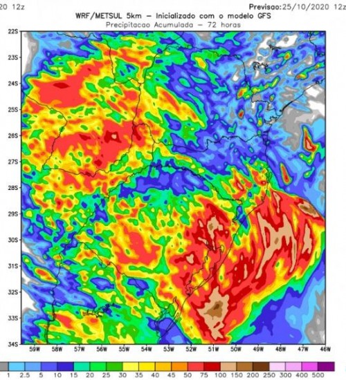 Metsul alerta para temporais isolados no sul do Brasil.