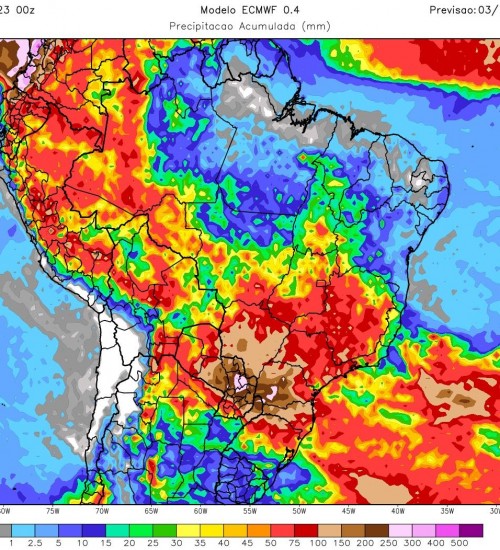 Acumulado de chuvas pode ultrapassar de 200mm nos próximos dias.