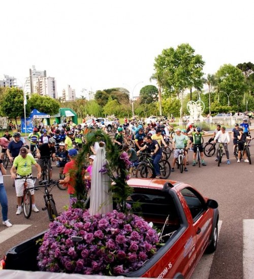 Romaria a pedaladas na novena de Fátima em Erechim