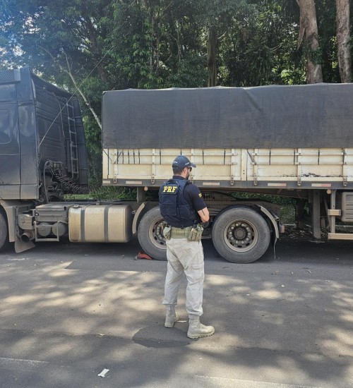 PRF flagra bitrem com freios inoperantes e excesso de peso na BR-153