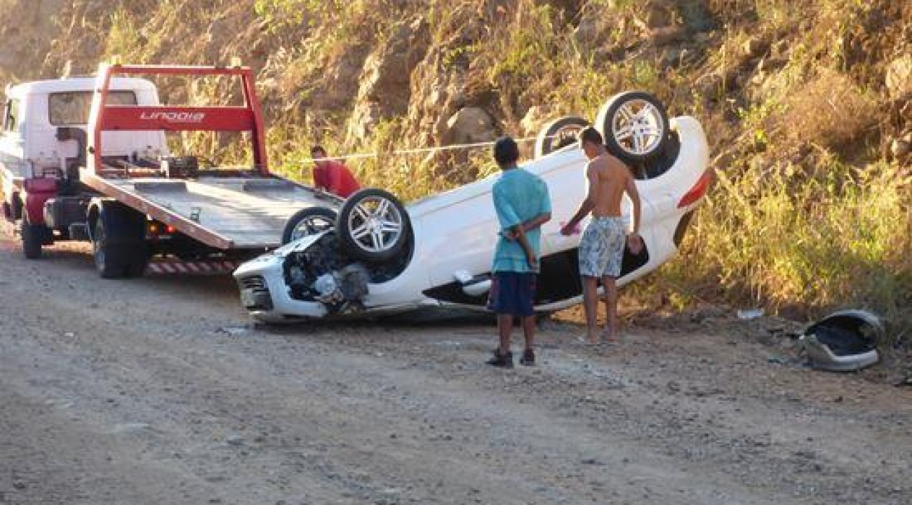 Carro capota na RS 137 entre Itatiba do Sul e Barão de Cotegipe.