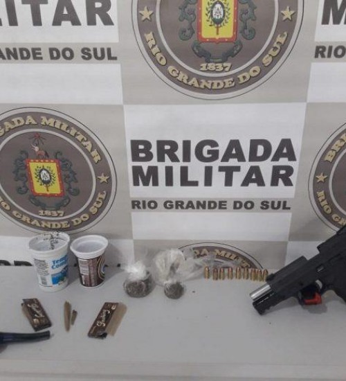 Brigada Militar apreende arma e entorpecentes em Aratiba.